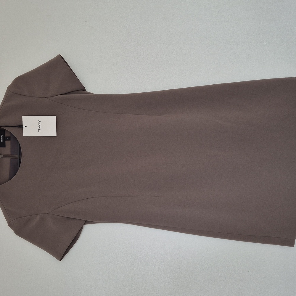 NWT Theory Olive Green Dress Size 00 Short Sleeve Crepe Material - Picture 3 of 10